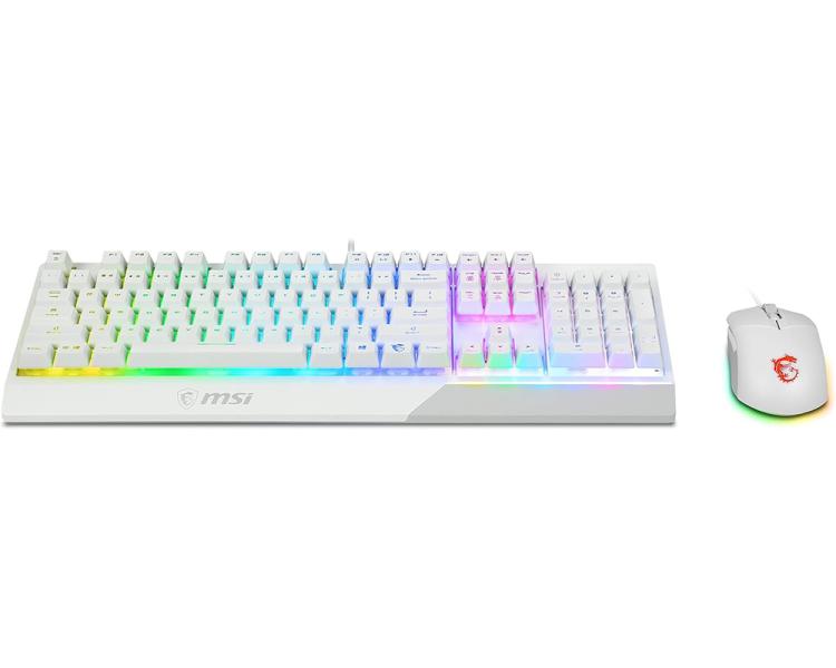 RGB MSI Vigor GK30 Tastiera da Gaming, QWERTY Semi Mech-Membrane, resistente all’acqua, RGB, base antiscivolo White – immagine 4