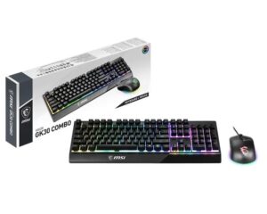 MSI Vigor GK30 Tastiera da Gaming, QWERTY Semi Mech-Membrane, resistente all'acqua, RGB, base antiscivolo