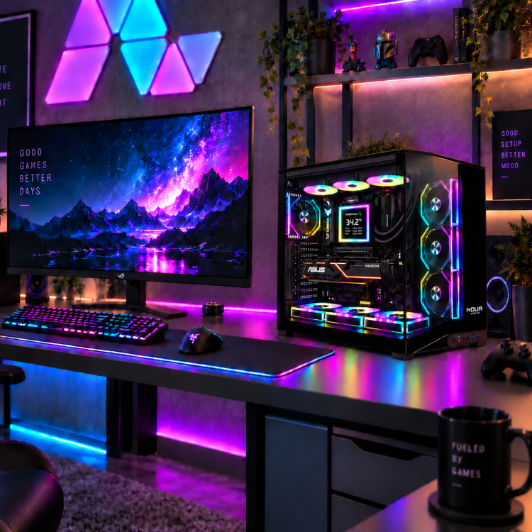 PostazionegamingneonconAIODeepCoolLCD_2Nb3QLPxOFbQ_large NEMESIS RX9 PRO – Pc Gaming Ryzen 7 9850X3D, RX 9070 16GB,Ram 32GB DDR5 6000 MHz,Ssd Nvme 1Tb,Dissipatore a Liquido 360mm, Windows 11 Pro – immagine 7